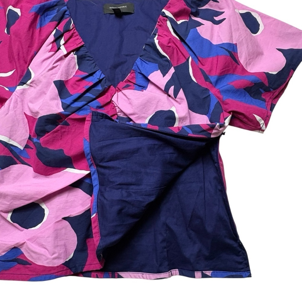 NEW Banana Republic Fitted Poplin Top Size 8 Crop Vibrant Floral Print - Picture 6 of 12